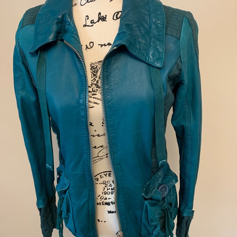 WOW RARE SUSSEX designed by Tornado Green Real Leather jacket Size 38